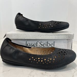Josef Seibel Pippa Ballet Dress Flats Black Leather Cushioned Shoes EU41 10-10.5